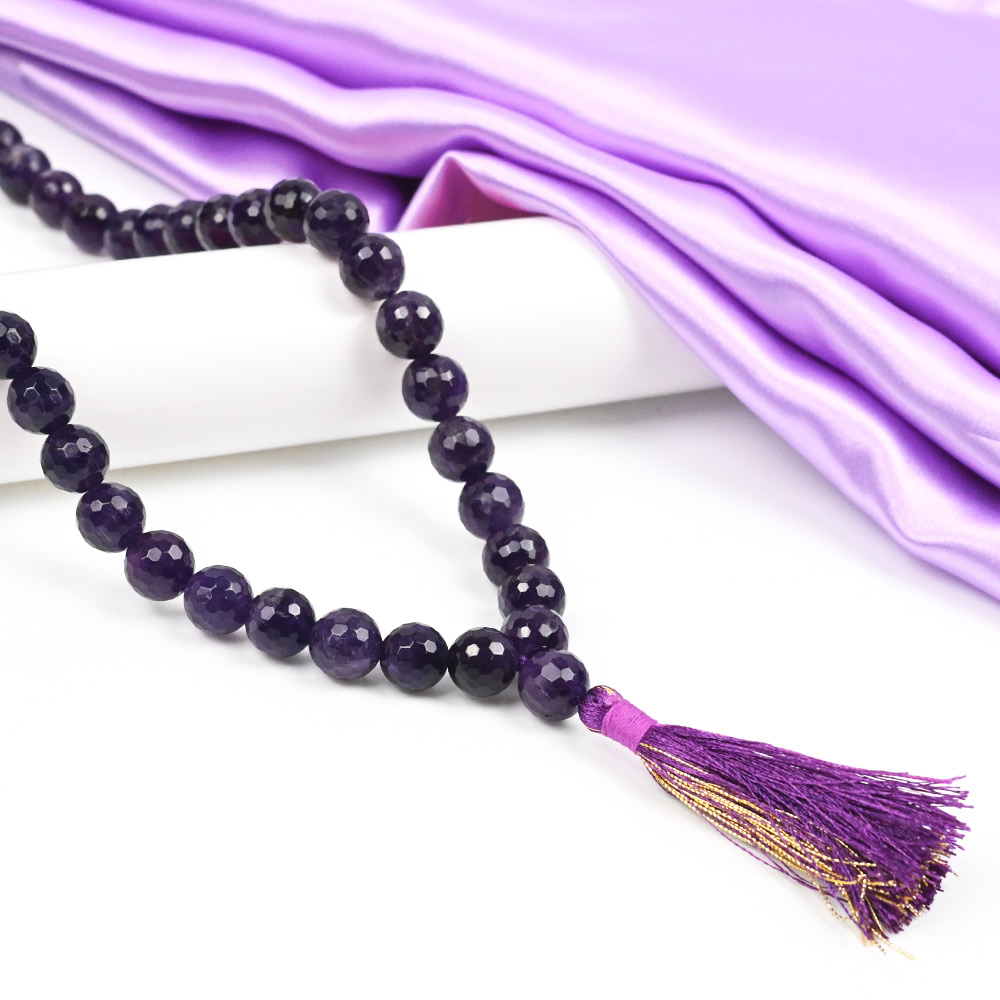 Amethyst Round Faceted Beads Mala