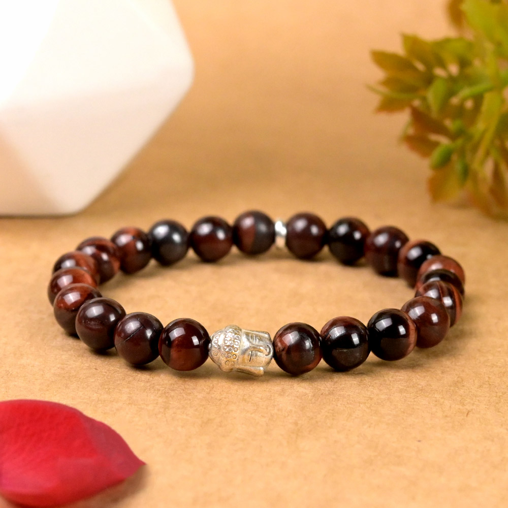 Red Tiger Eye Buddha Charm Bracelet