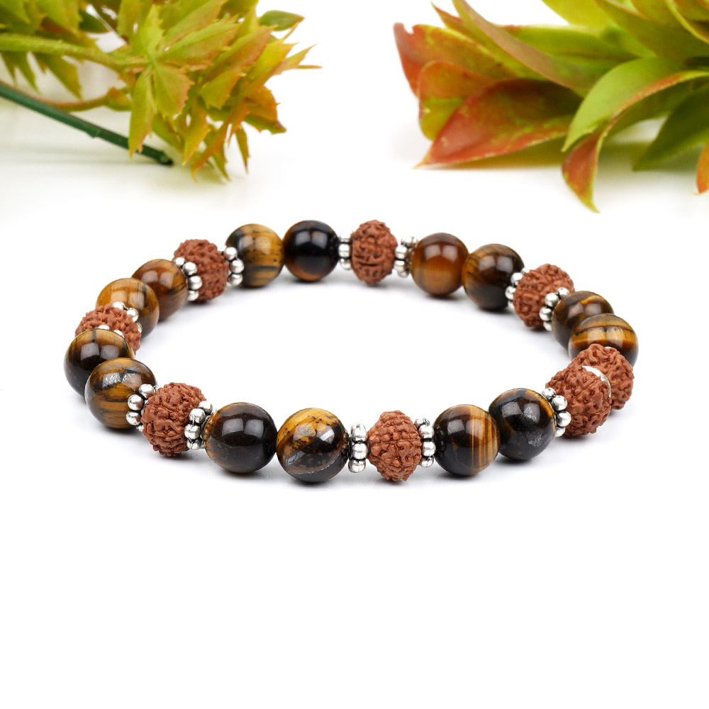 Tiger Eye & 8 Mukhi Rudraksha Bracelet