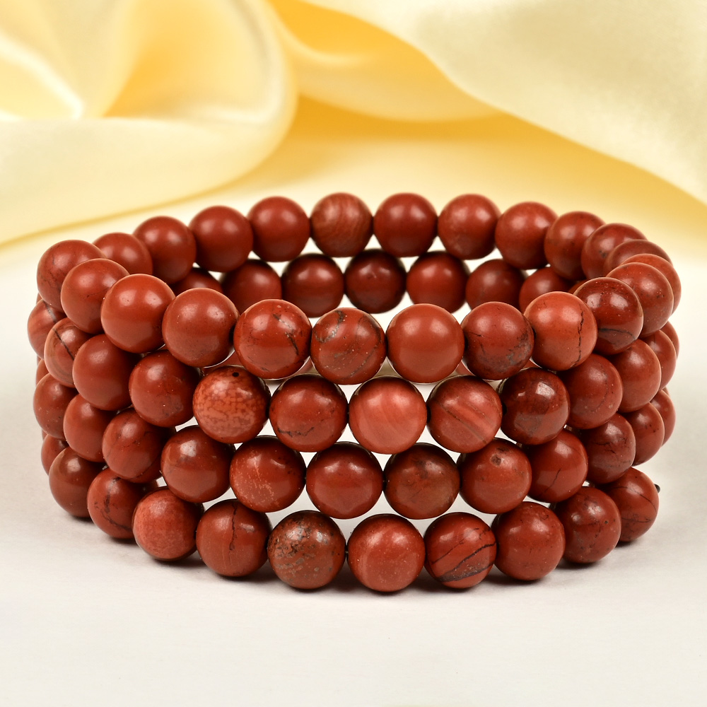Red Jasper Spiral Stack Bracelet - 6 mm