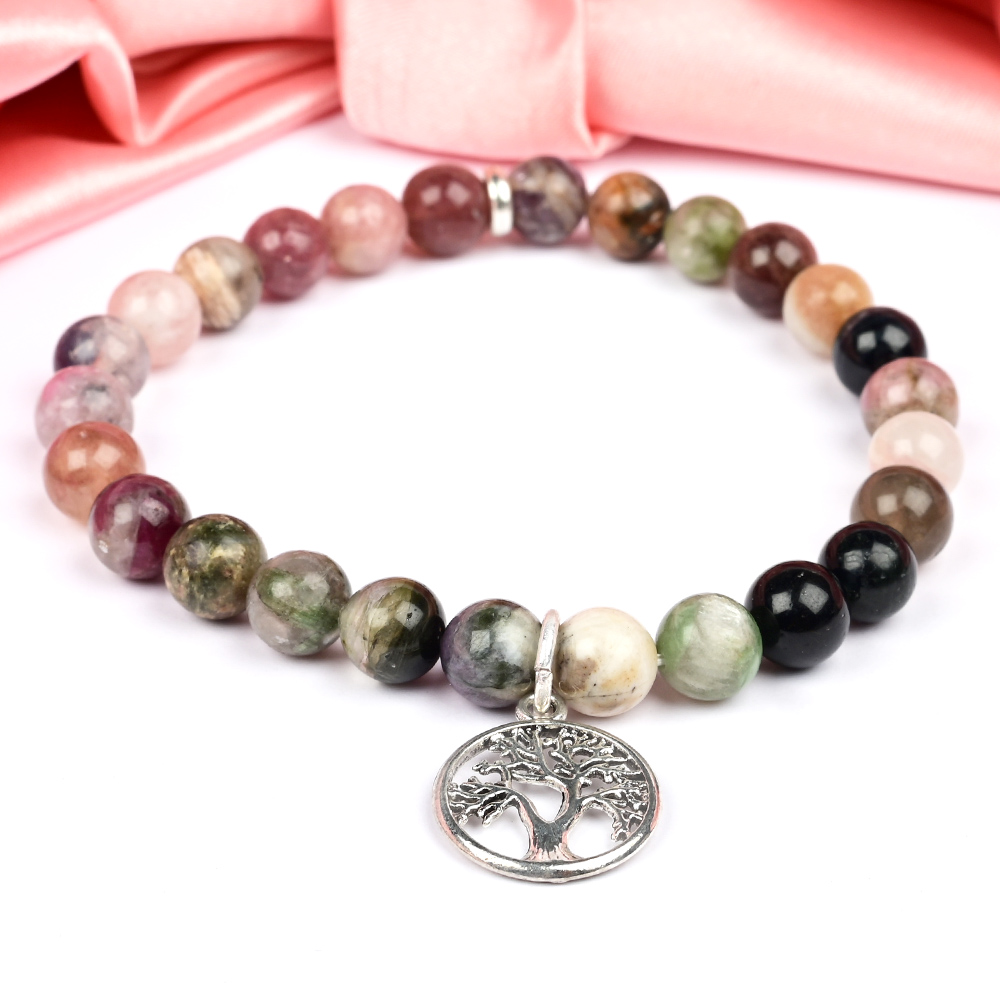 Multi Tourmaline Tree of Life Bracelet - 8 mm