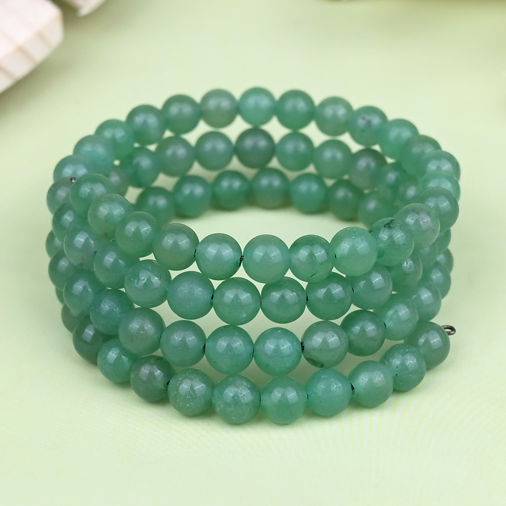 Green Aventurine Spiral Stack Bracelet - 6 mm