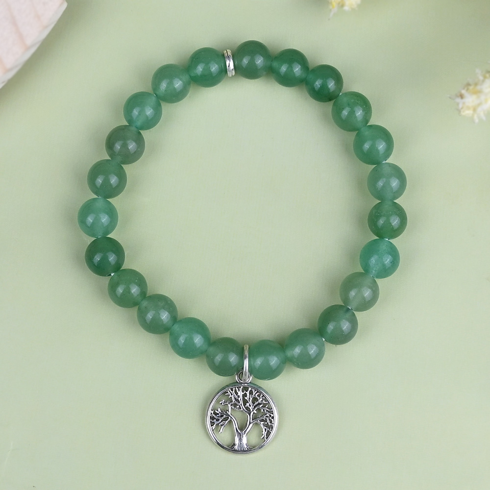 Green Aventurine Tree of Life Trinklet Bracelet - 8 mm