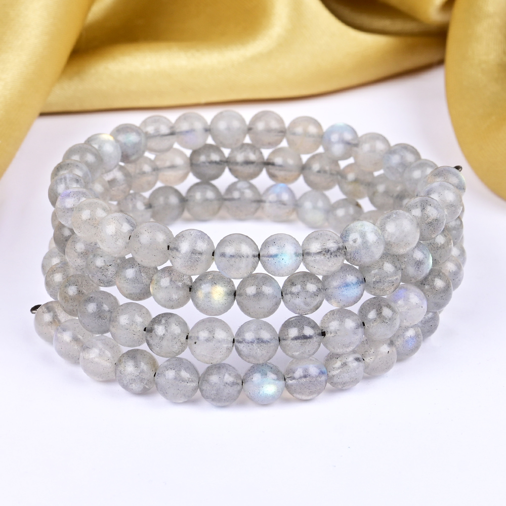 Labradorite Spiral Stack Bracelet - 6 mm