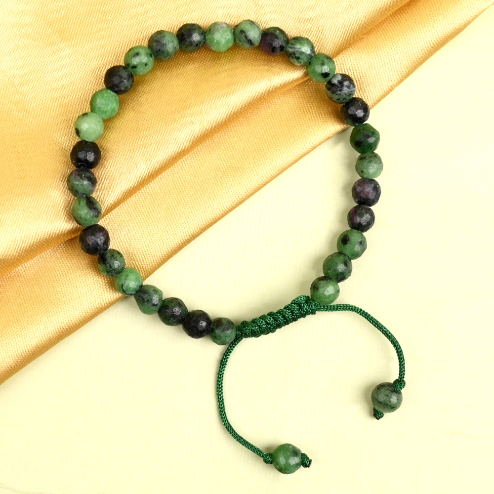 Ruby Zoisite Faceted Adjustable Thread Bracelet