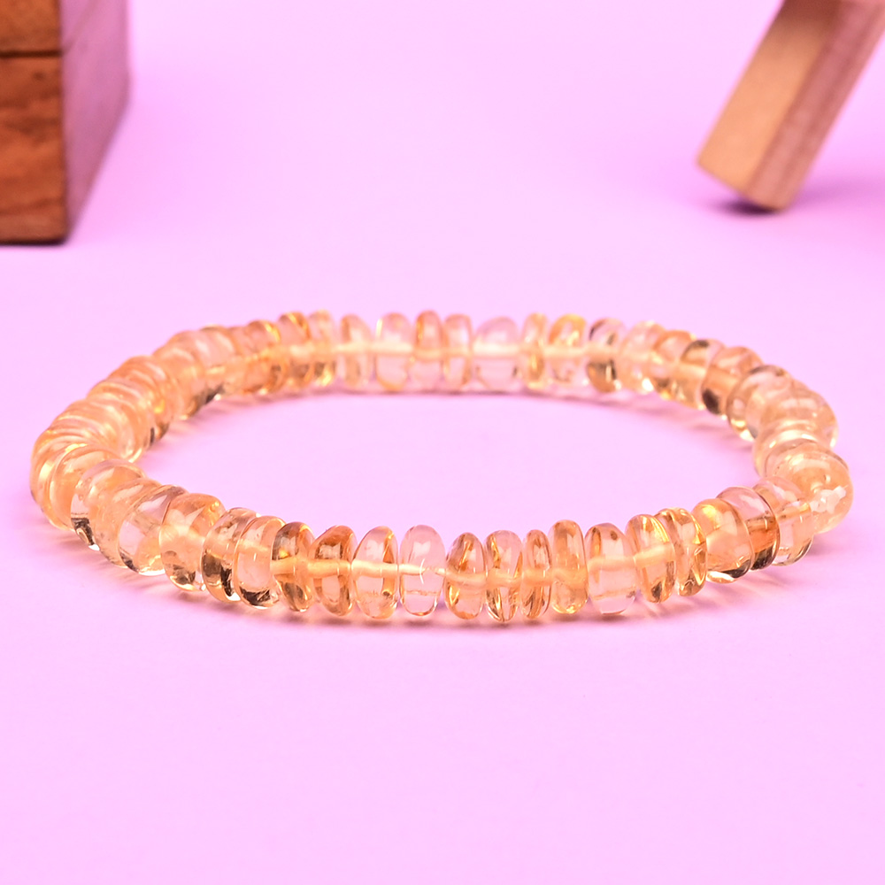 Yellow Citrine Button Beads Bracelet - 8 x 10 mm