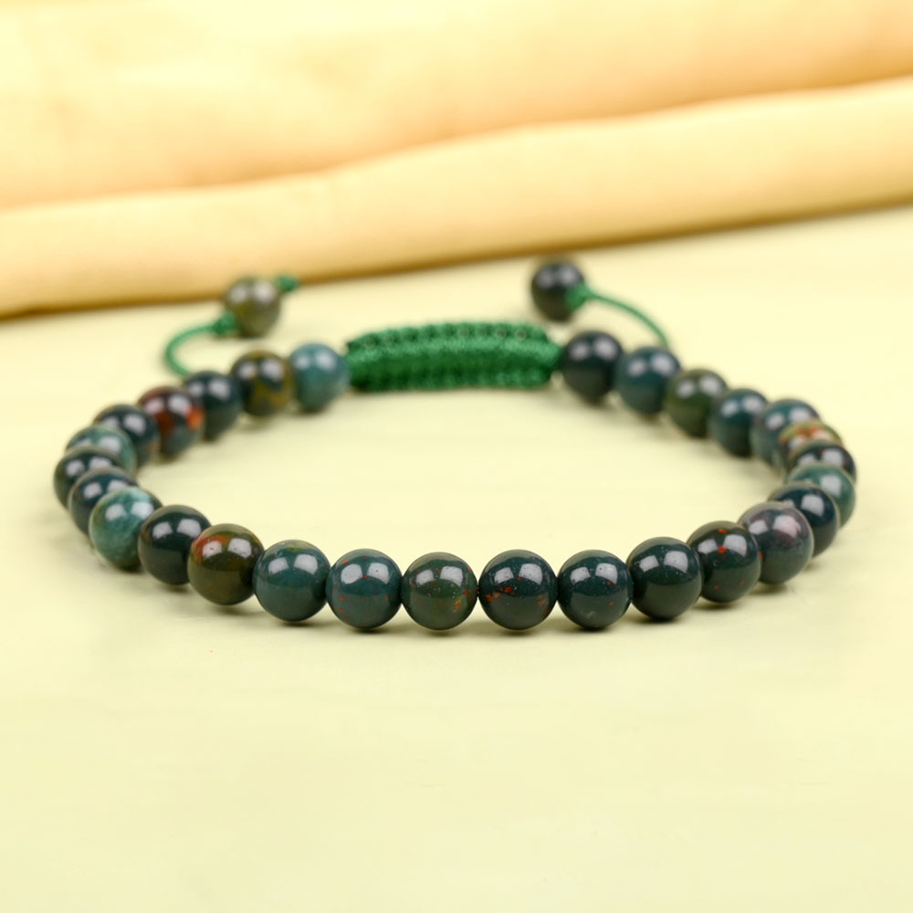 Natural Bloodstone Adjustable Bracelet - 6 mm