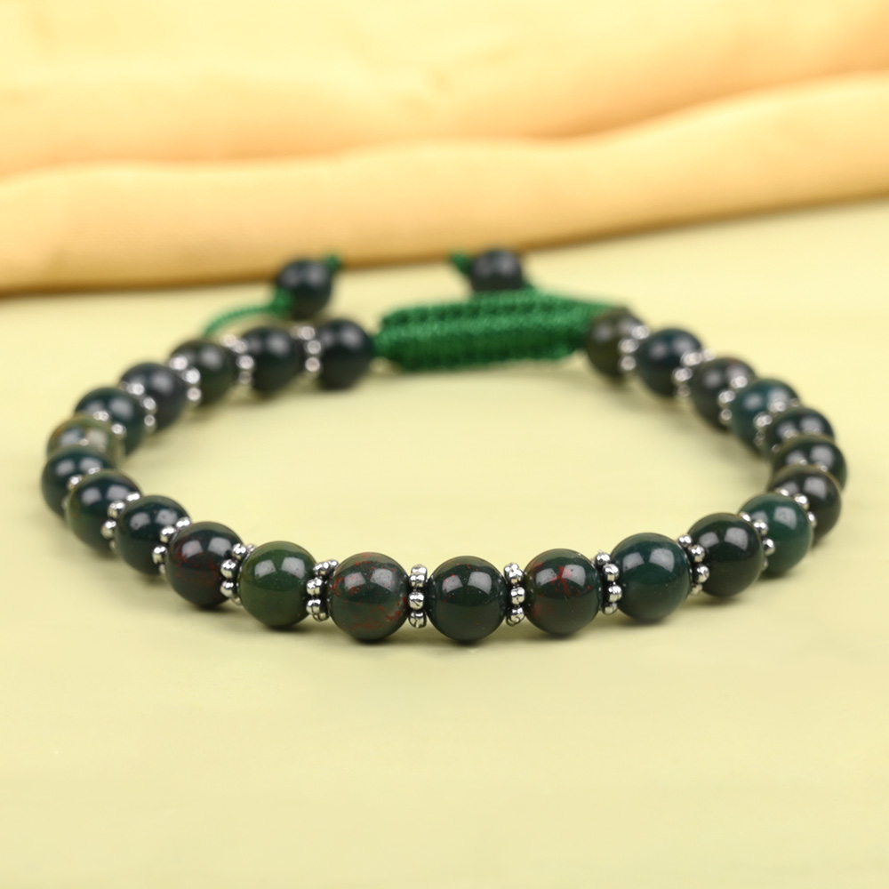 Bloodstone German Silver Chakri Bracelet - 6 mm