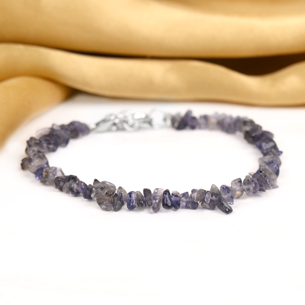 Iolite Uncut Beads Bracelet - Single Layer