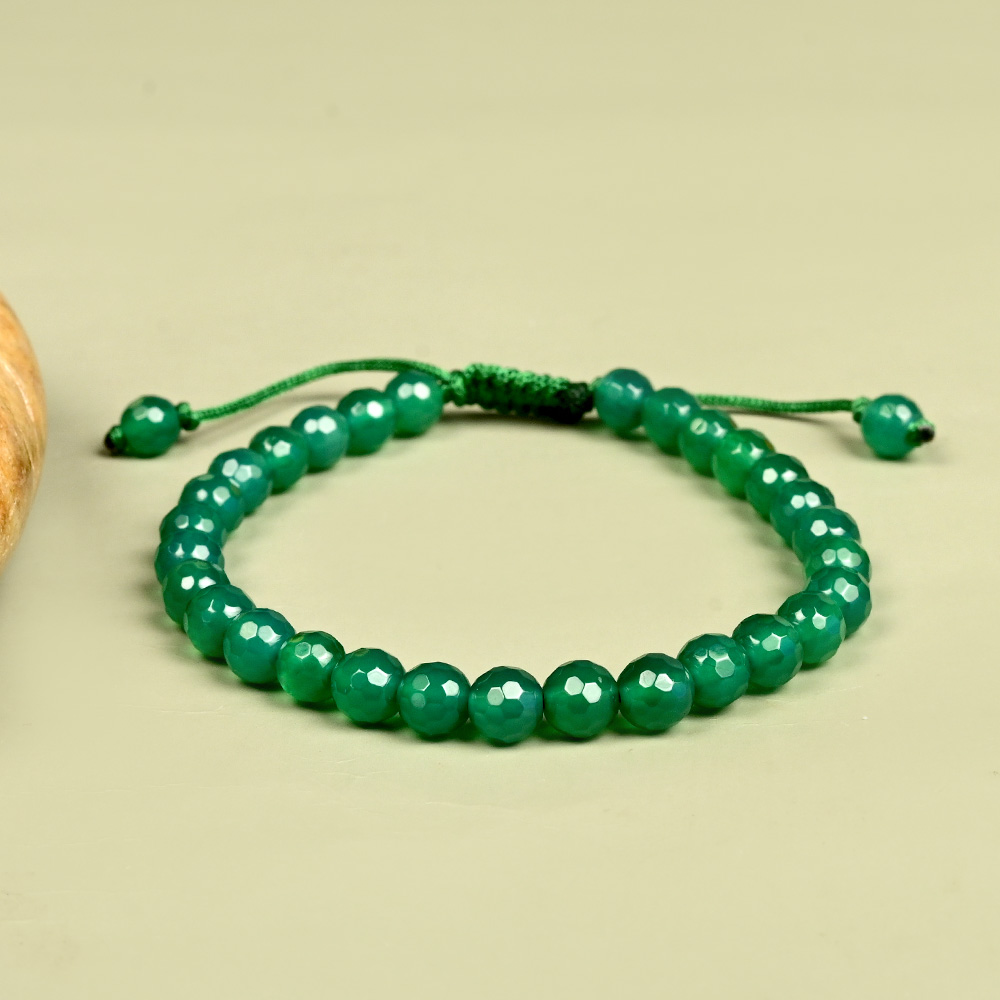 Green Onyx Faceted Adjustable Bracelet - 6 mm