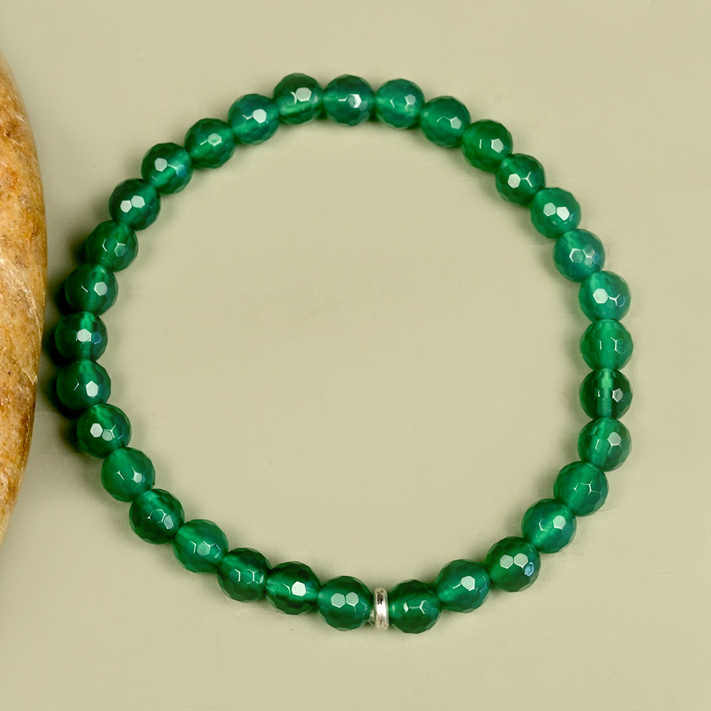 Faceted Green Onyx Bracelet - 6 mm