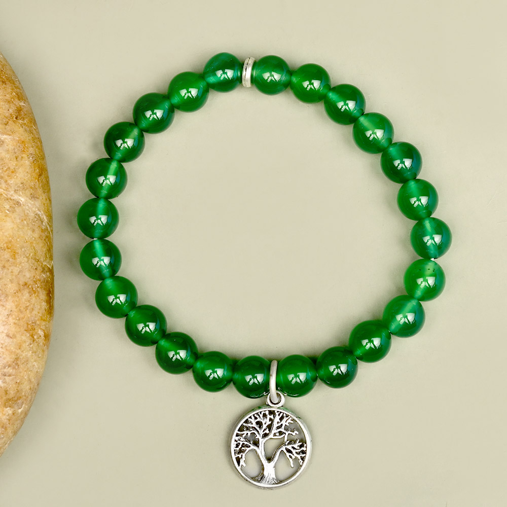 Green Onyx Tree of Life Bracelet - 8 mm