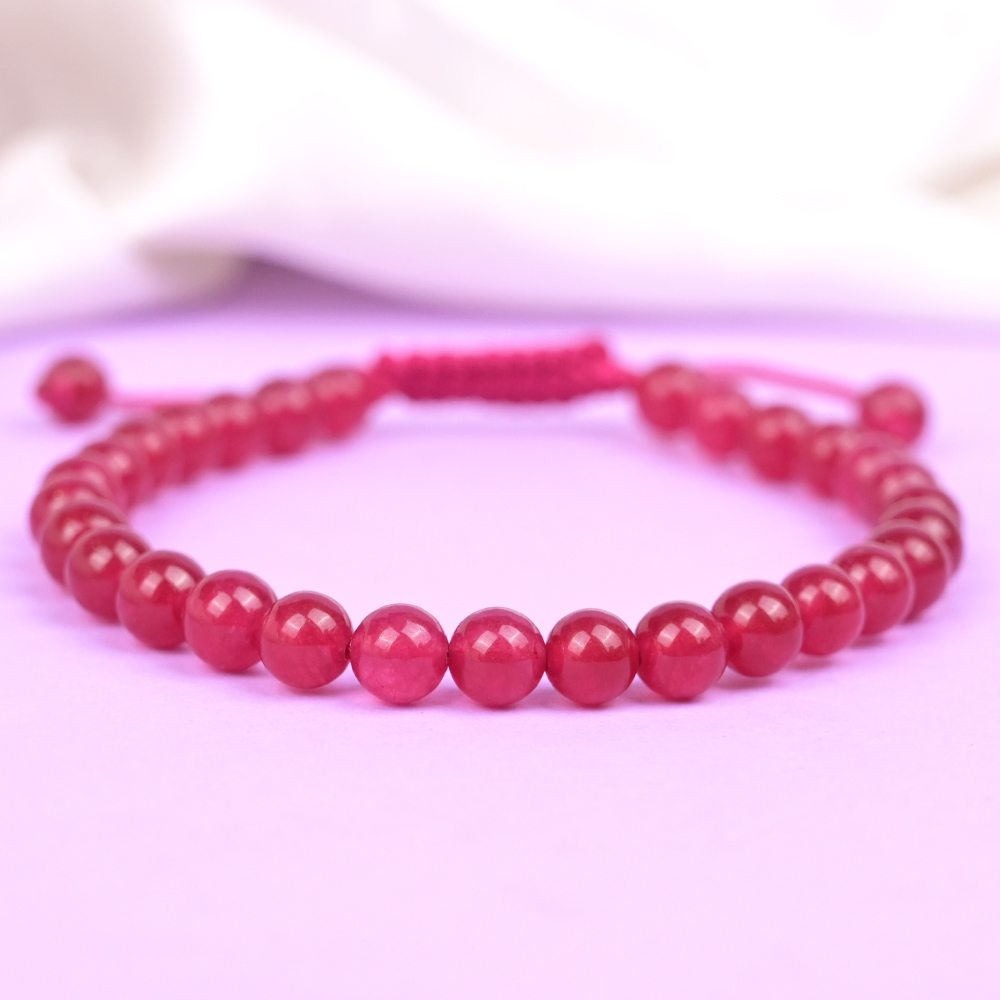 Pink Jade Adjustable Bracelet - 6 mm