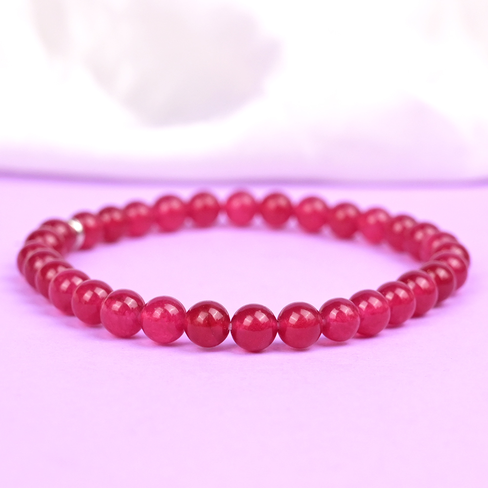 Natural Pink Jade Bracelet - 6 mm
