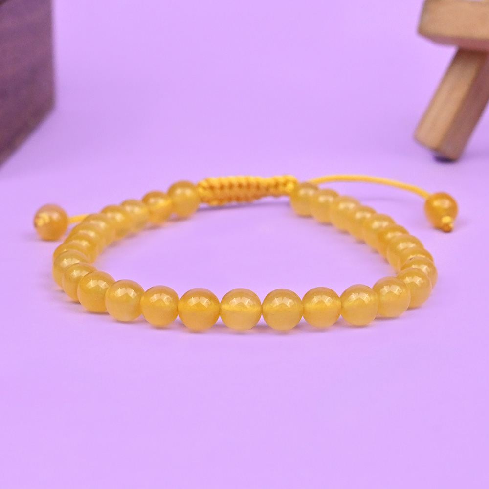 Natural Yellow Jade Adjustable Bracelet - 6 mm