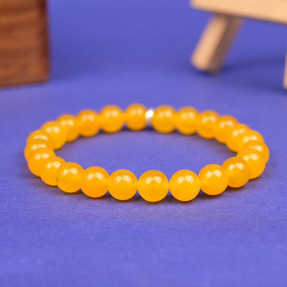Natural Yellow Jade Bracelet - 8 mm
