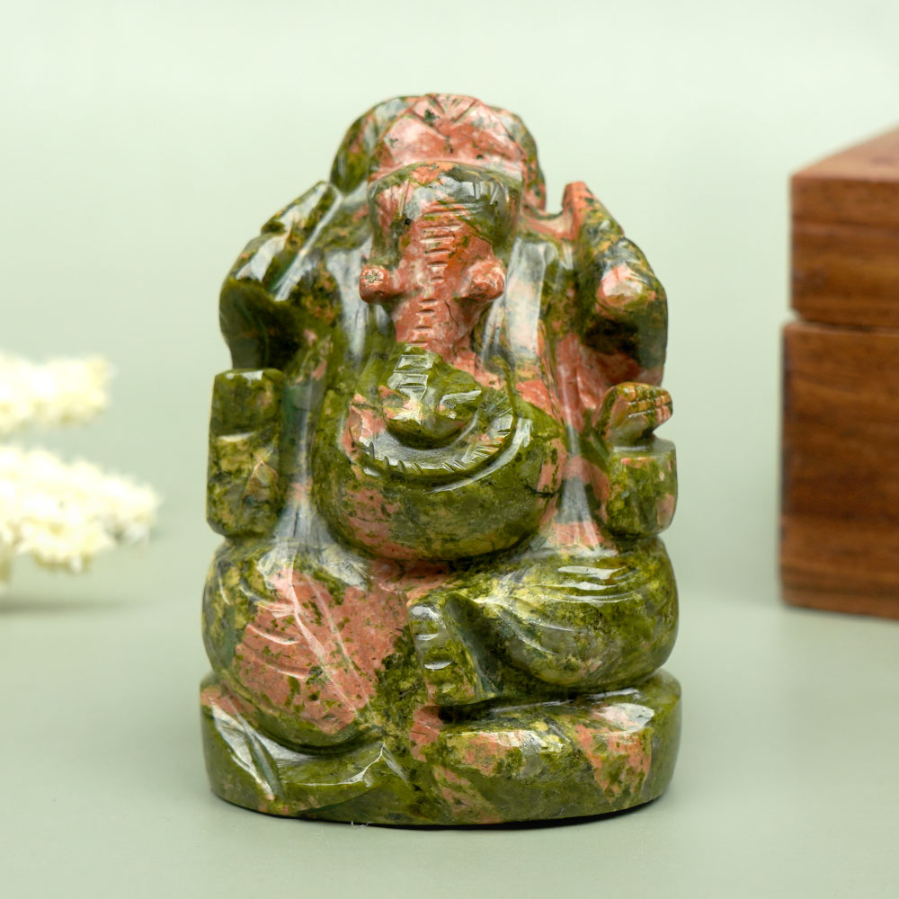 Unakite Ganesha Idol - 181 gms