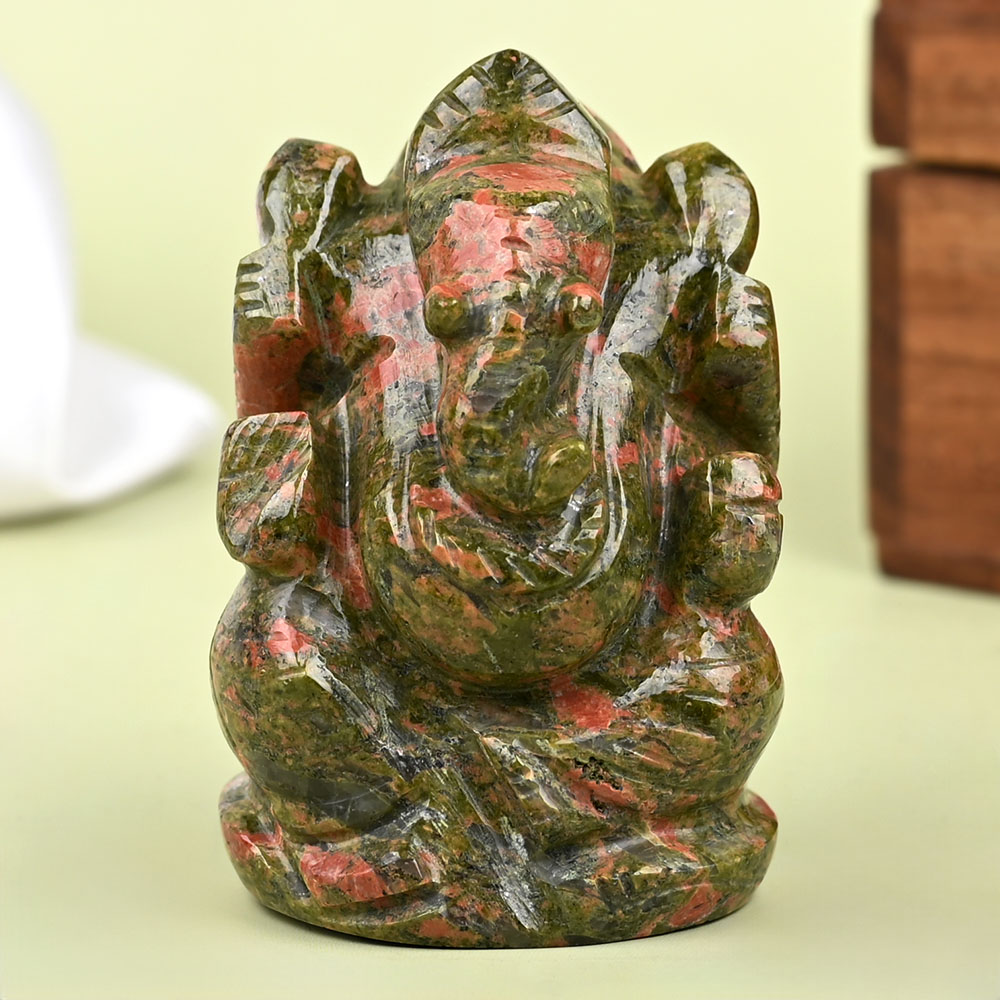 Unakite Ganesha Idol - 115 gms