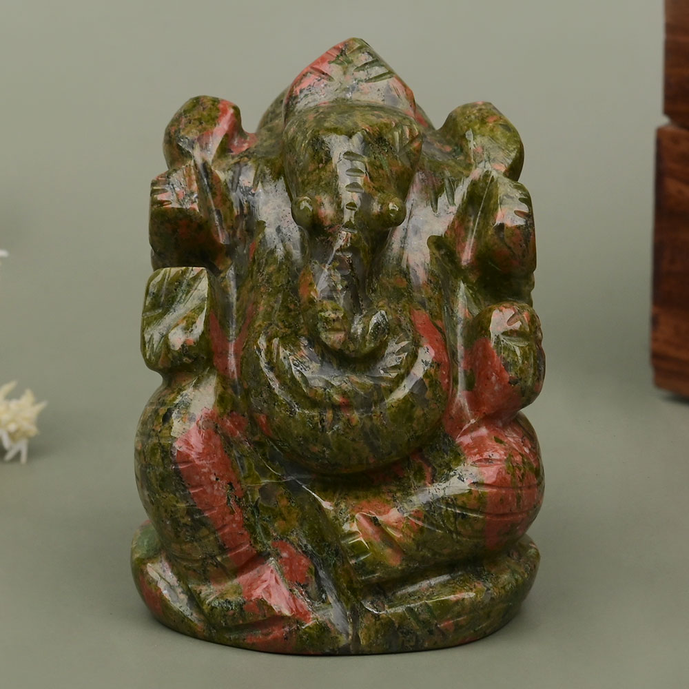 Unakite Ganesha Idol - 135 gms