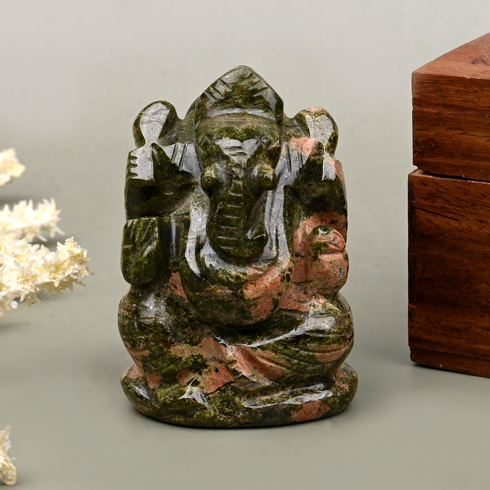 Unakite Ganesha Idol - 104 gms