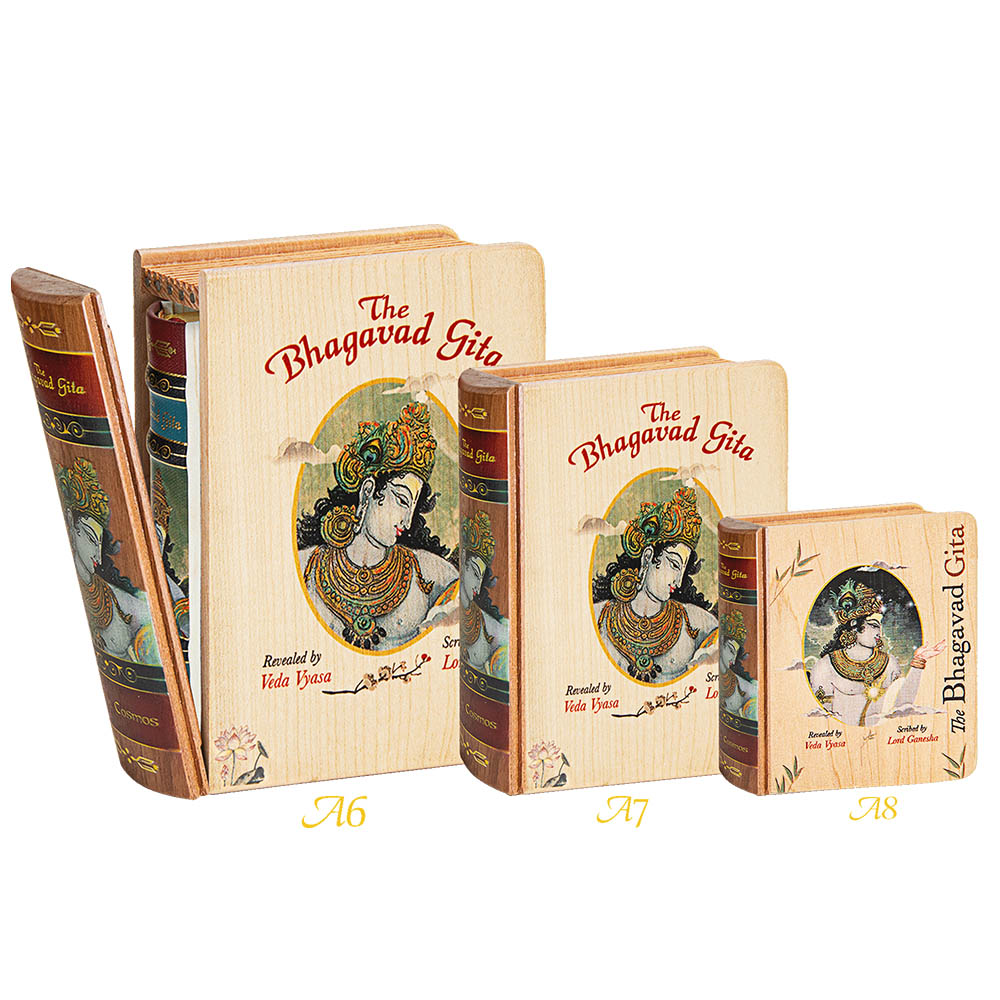 Bhagavad Gita Book by Vedic Cosmos – Size A7 – English – Wooden Box Editions