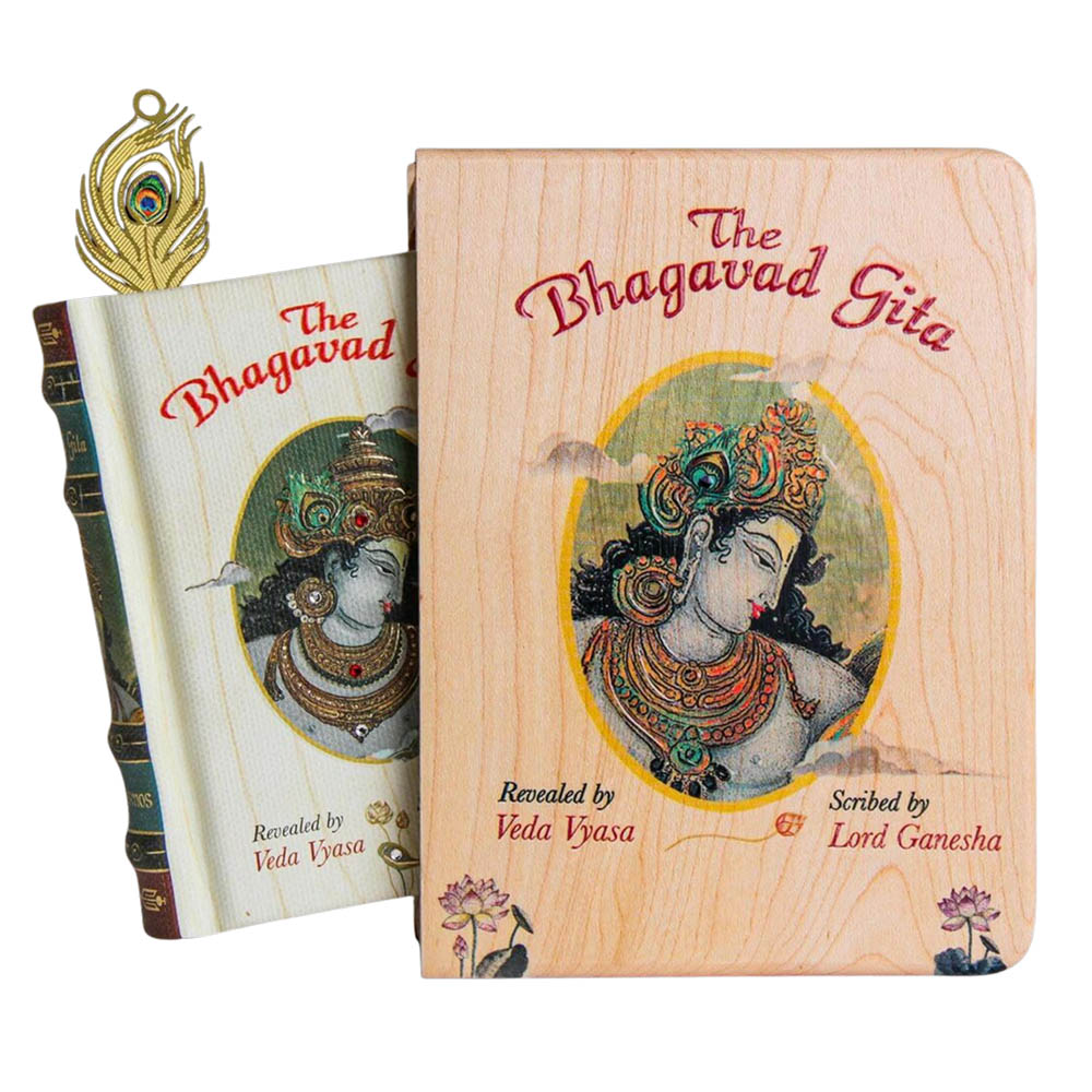 Bhagavad Gita Book by Vedic Cosmos – Size A6 – English – Wooden Box Editions