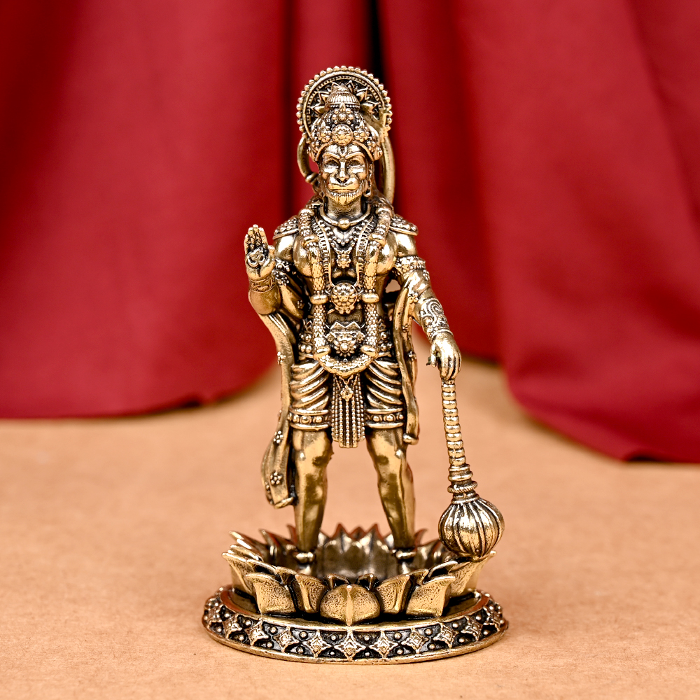 Standing Hanuman on Lotus Ashtadhatu Idol