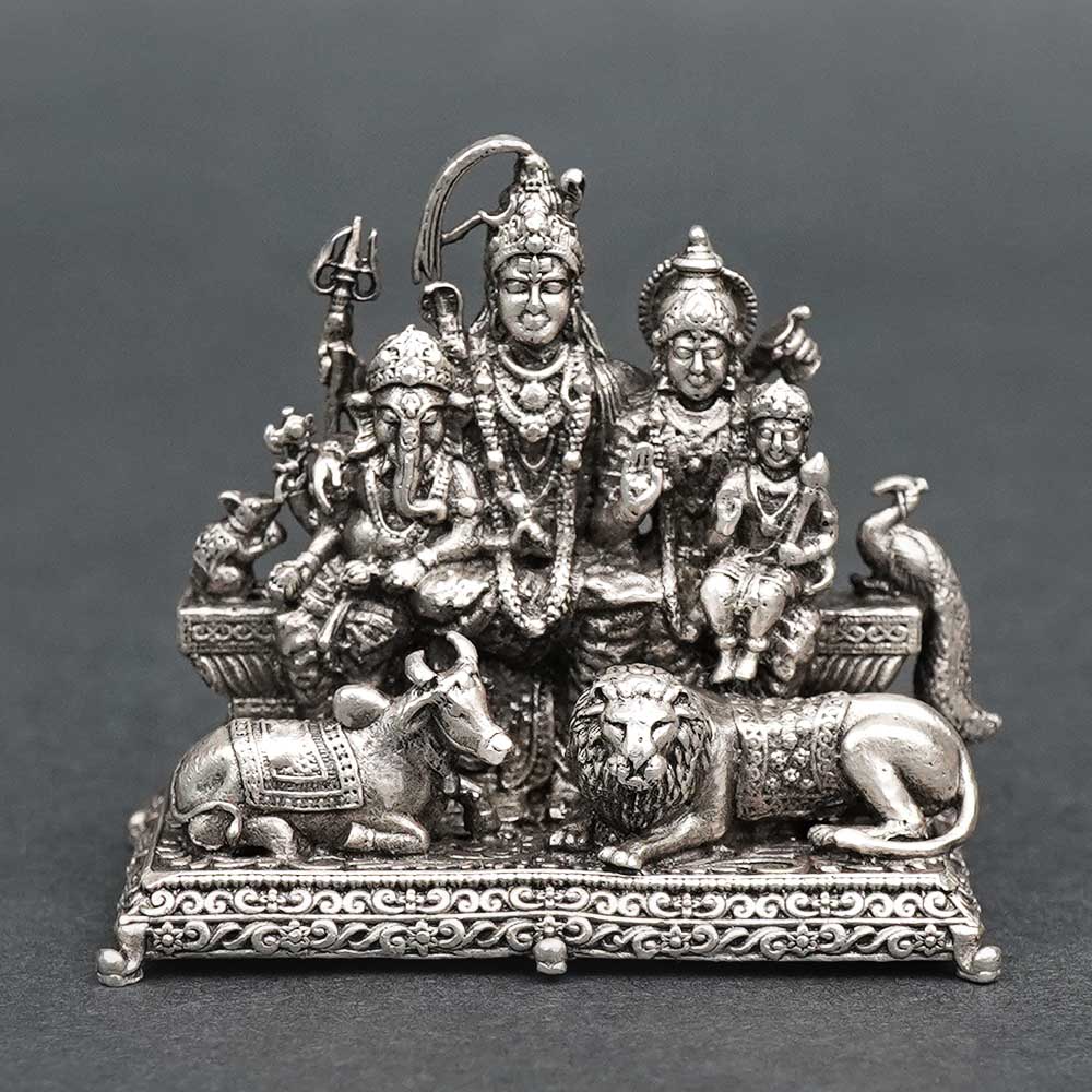 Sampurna Shiva Parivar 925 Silver Idol (Oxidized)
