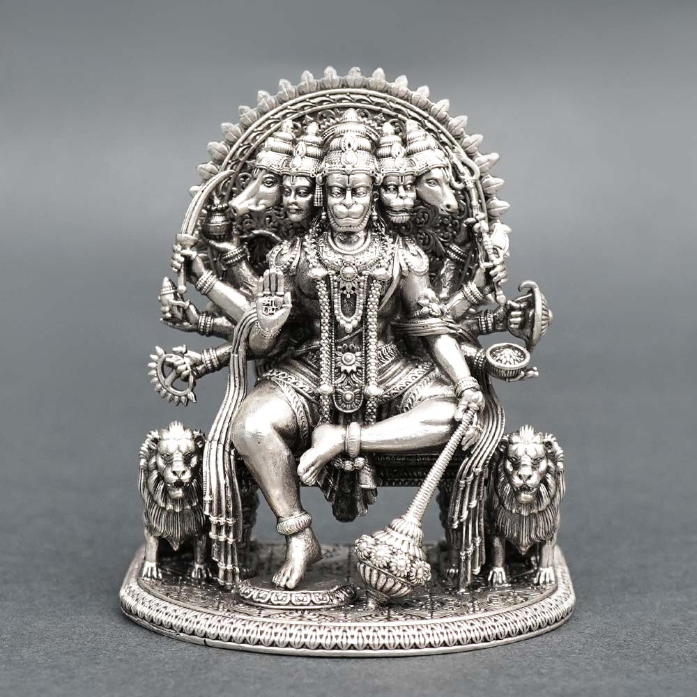 Panchmukhi Hanuman 925 Sterling Silver Idol (Oxidized)