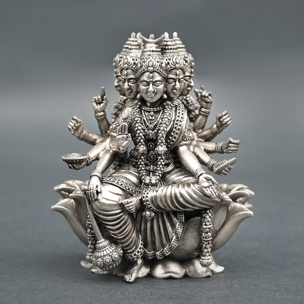 Panchmukhi Gayatri Devi 925 Sterling Silver Idol (Oxidized)
