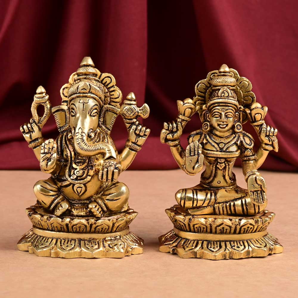 Kamal Laxmi Ganesh Brass Idols Set