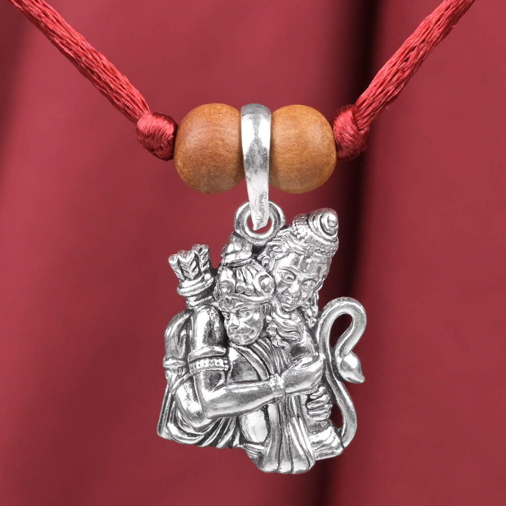 Shree Ram Embracing Hanuman 925 Silver Pendant