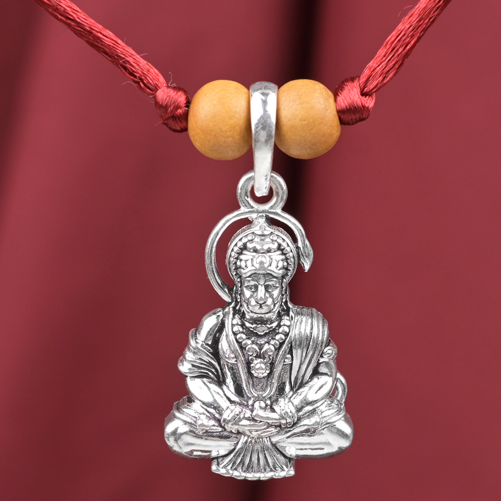 Meditating Hanuman 925 Silver Pendant