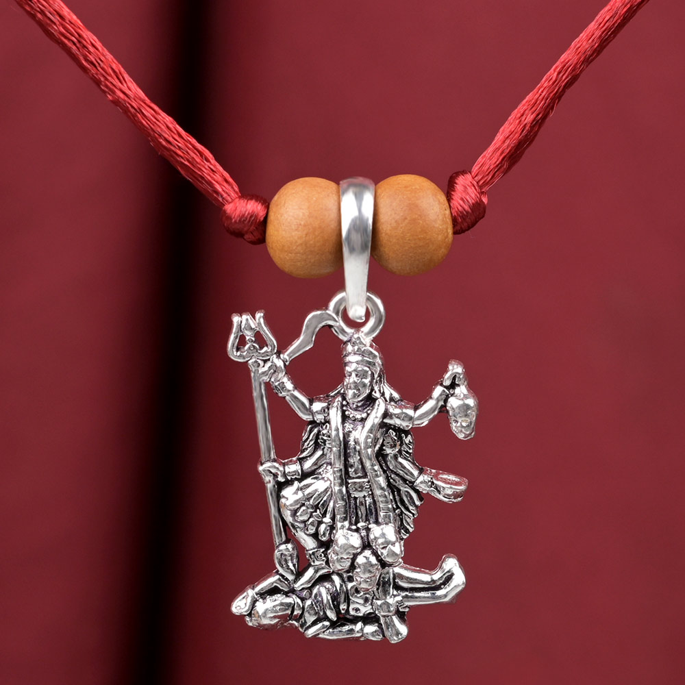 Goddess Kaali Standing Over Shiva 925 Silver Pendant