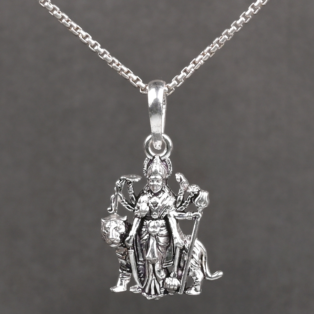 Sherawali Durga 925 Silver Pendant