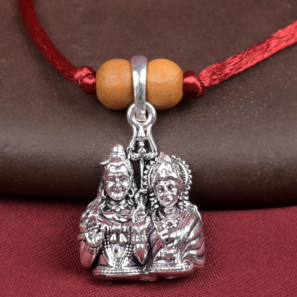 Blessing Shiva Parvati 925 Silver Pendant