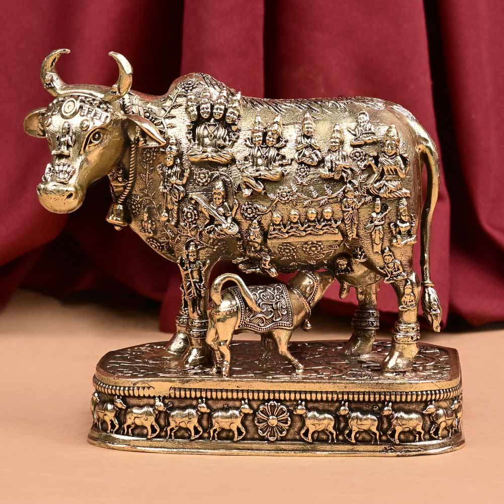 Kamdhenu Cow with 33 Koti Devta Ashtadhatu Idol