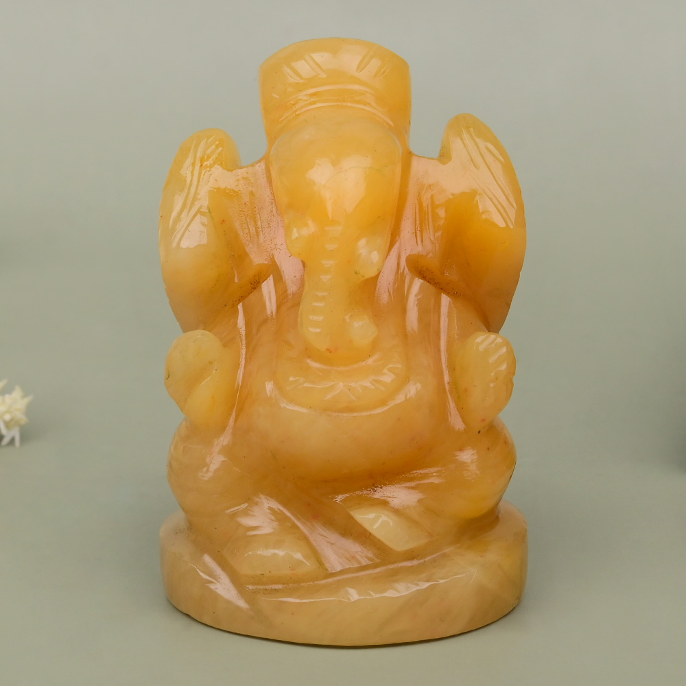 Yellow Jade Ganesh Idol - 161 gms