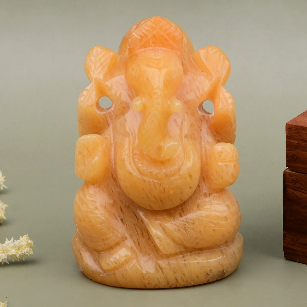 Yellow Jade Ganesh Idol - 337 gms