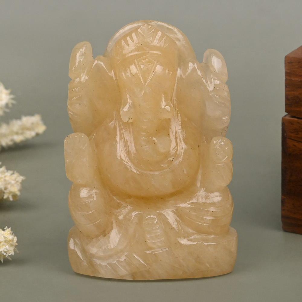 Yellow Jade Ganesh Idol - 122 gms