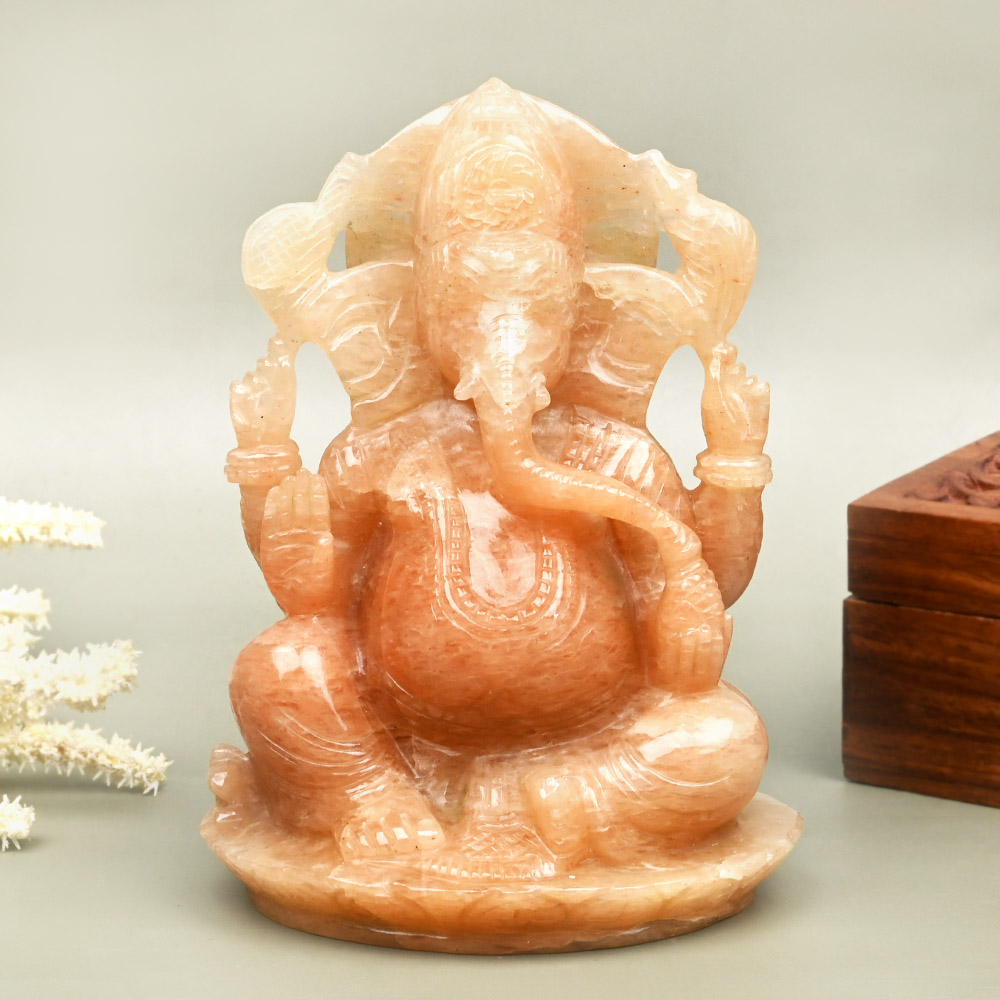 Yellow Jade Ganesh Idol - 822 gms