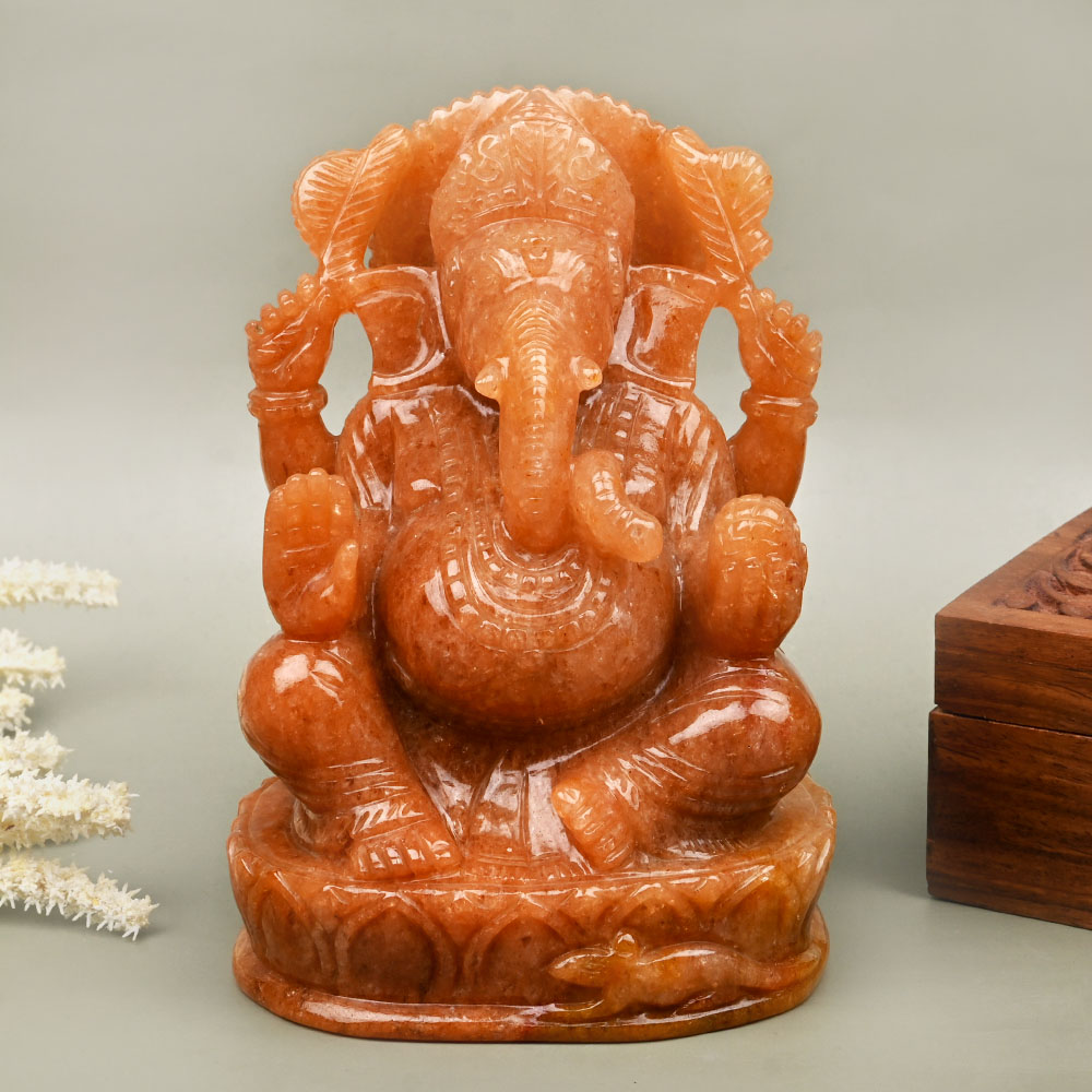 Yellow Jade Ganesh Idol - 1.433 kgs