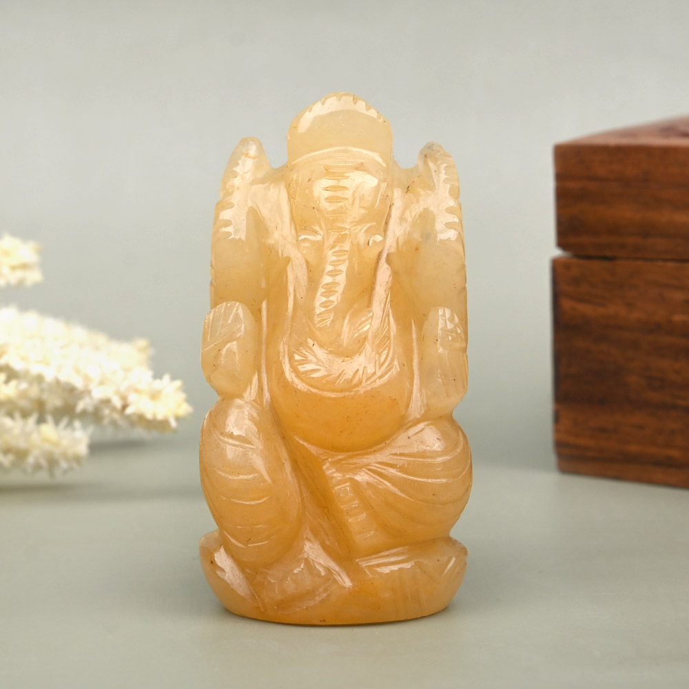 Yellow Jade Ganesh Idol - 87 gms