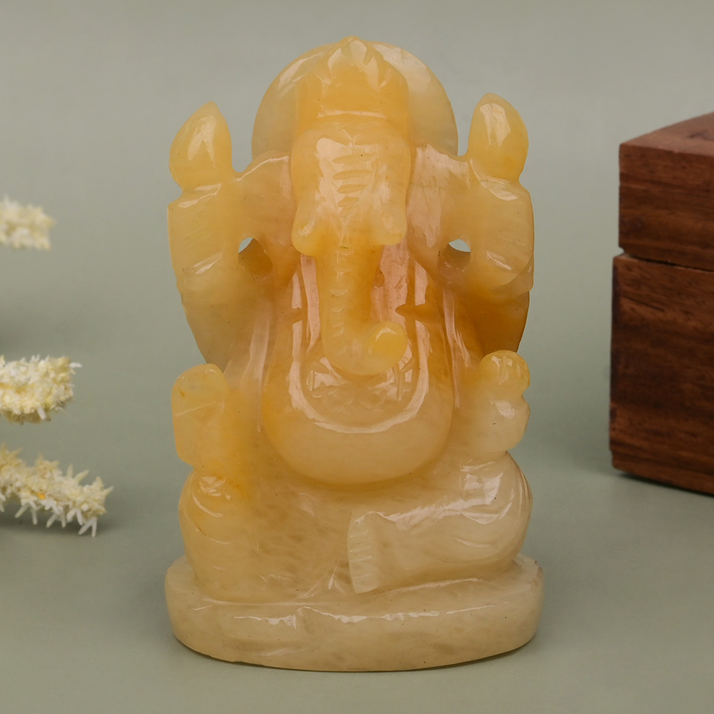 Yellow Jade Ganesh Idol - 175 gms