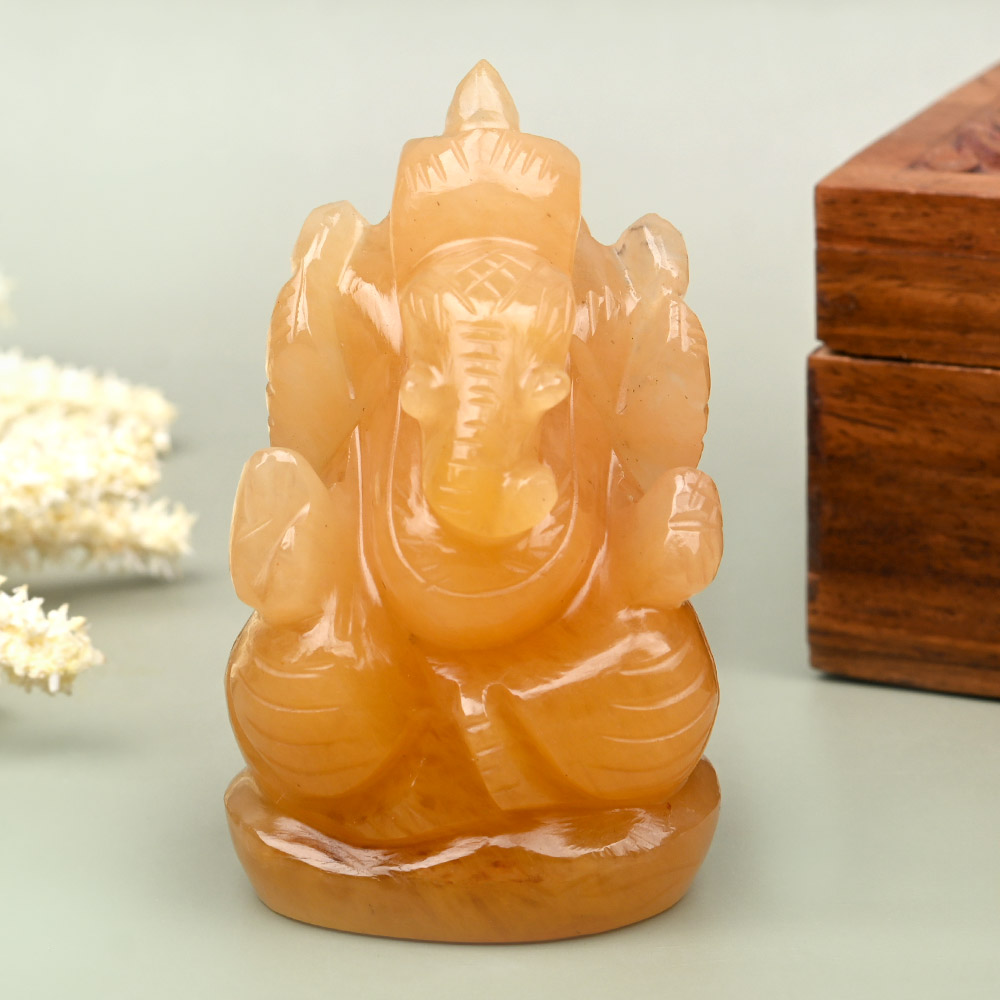 Yellow Jade Ganesh Idol - 171 gms