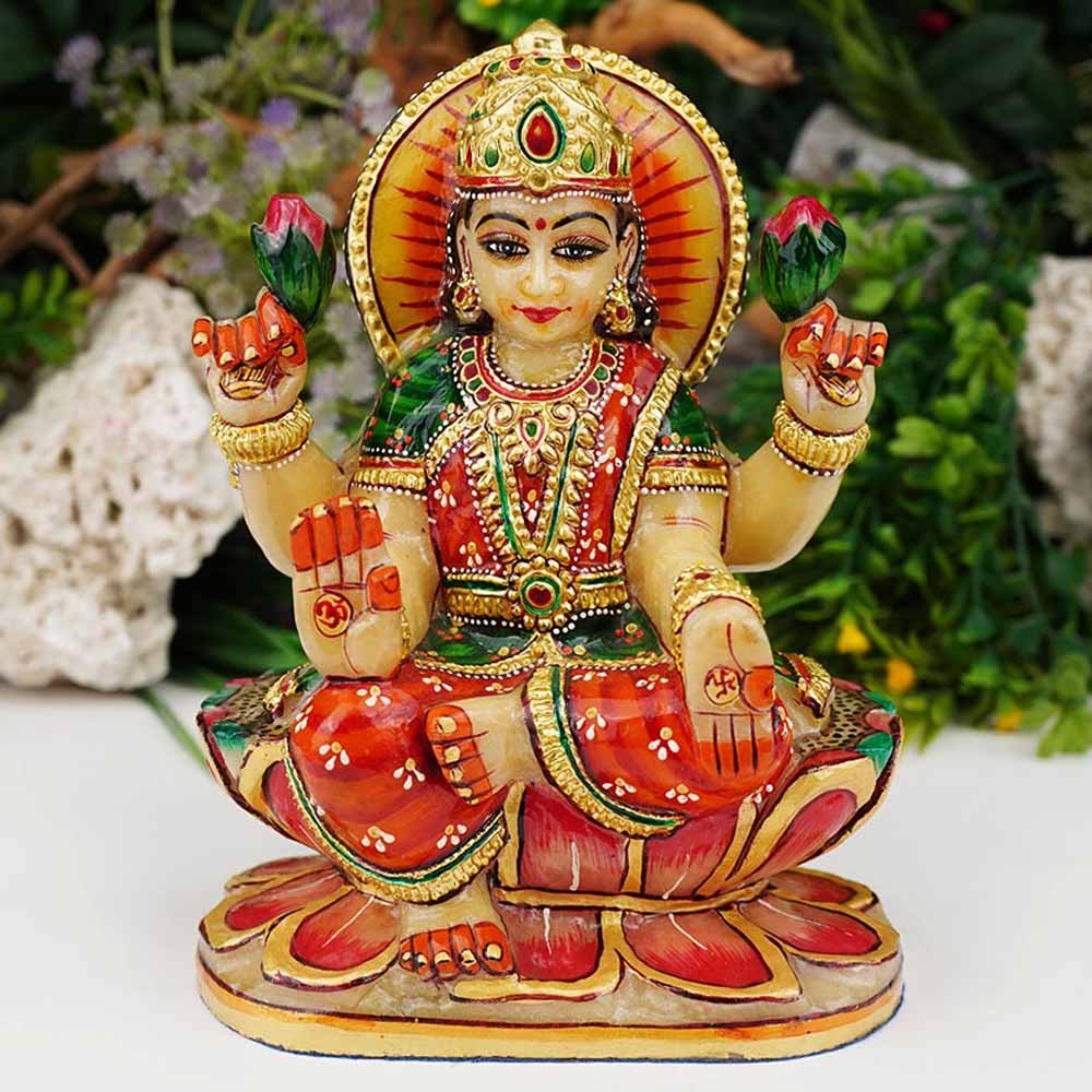 Exotic Laxmi Idol in Yellow Jade