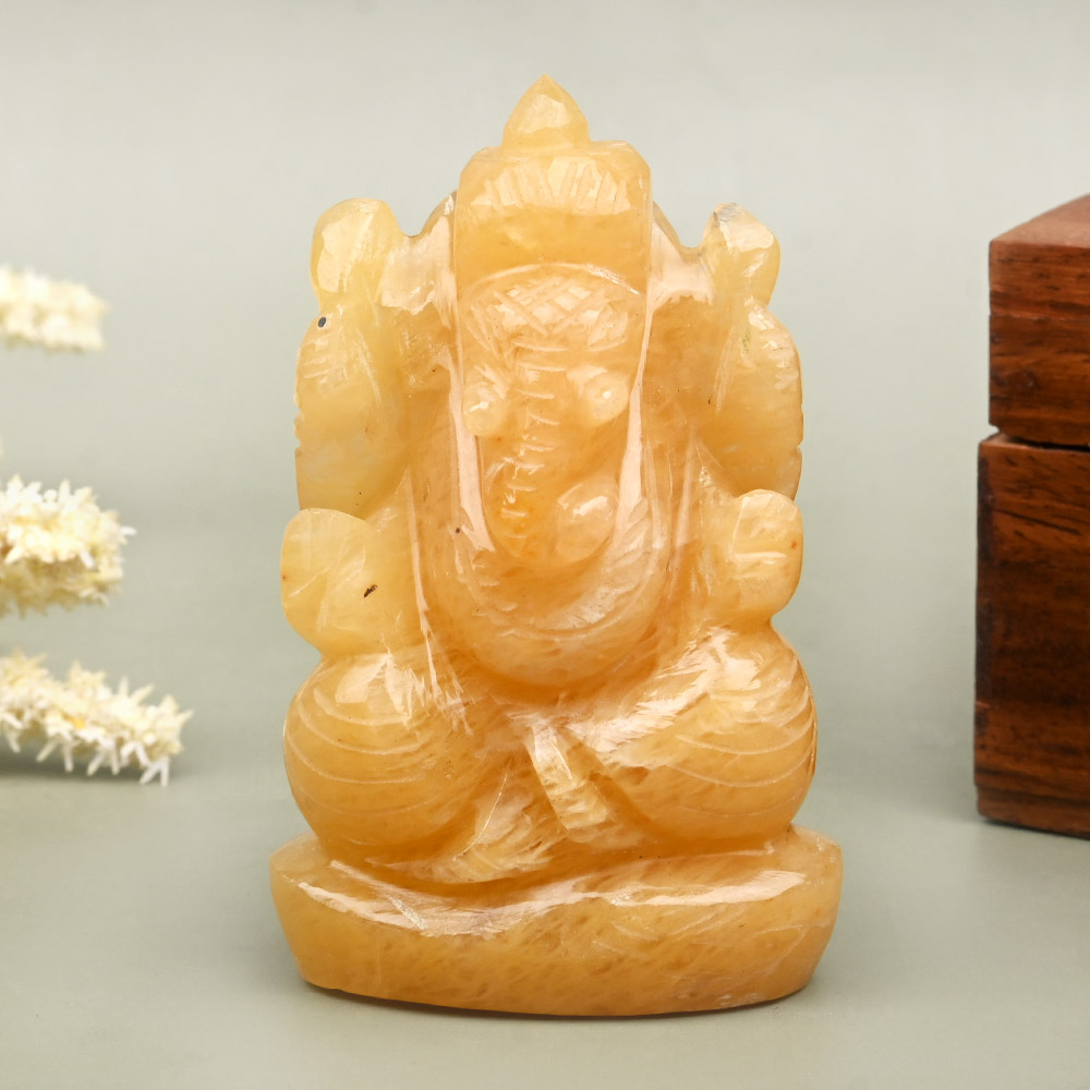 Yellow Jade Ganesh Idol - 99 gms