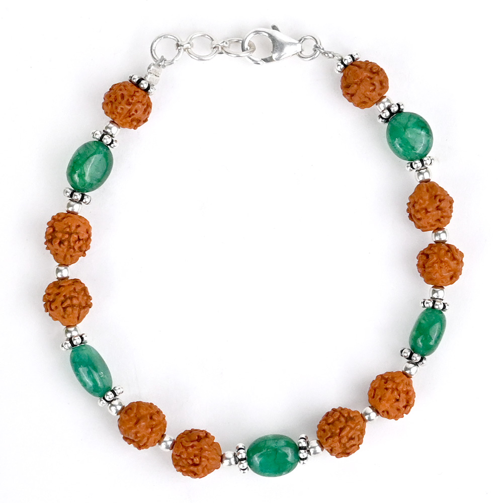 Rudraksha Emerald Bracelet