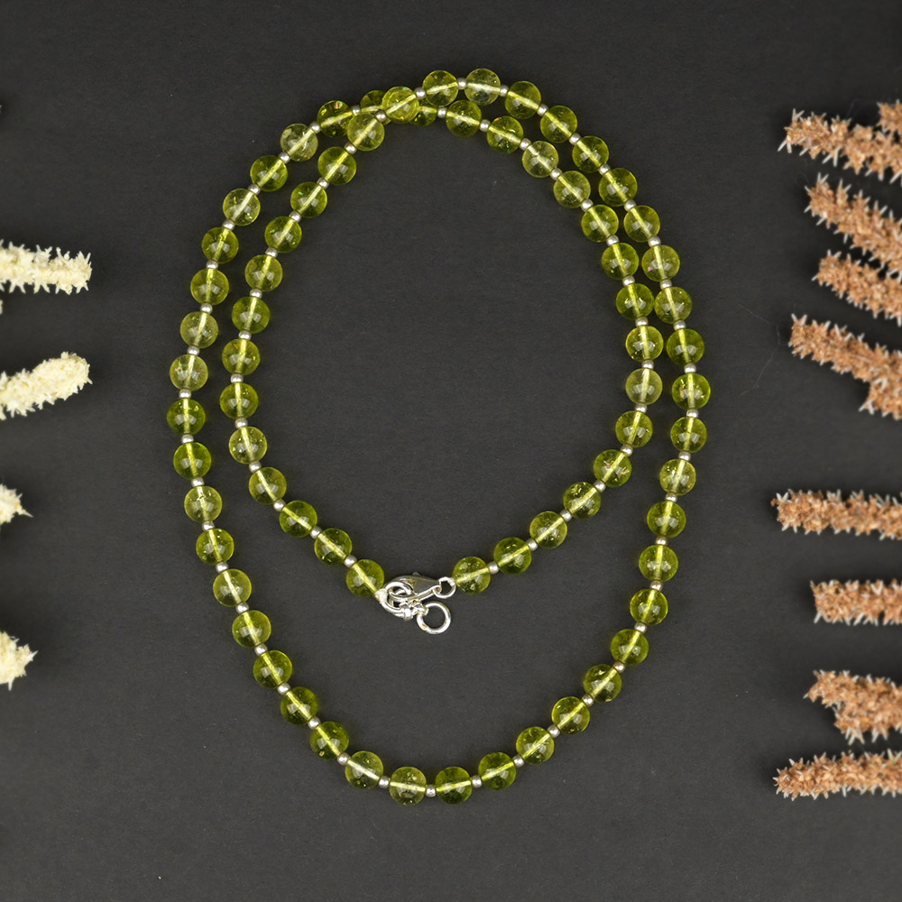 Peridot 925 Silver Ball Necklace