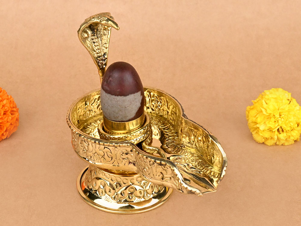 Narmada Lingam in Designer Brass Yoni Base - IV